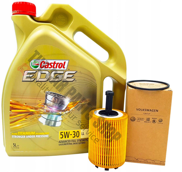 CASTROL 5W-30 SERVICE KIT FOR VW PASSAT 1.9 TDI 2004> & GENUINE OIL FILTER