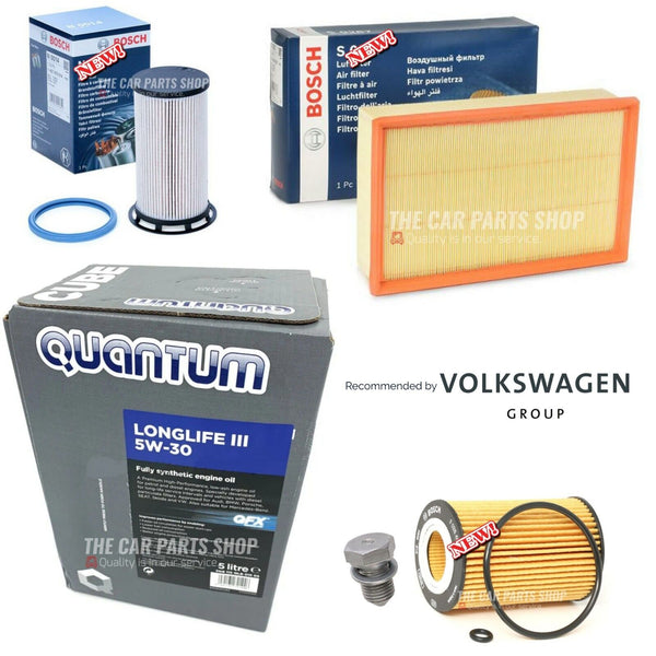 FOR VW GOLF 1.6 TDI MK7 BOSCH SERVICE KIT 5L QUANTUM & BOSCH AIR OIL FUEL PACK
