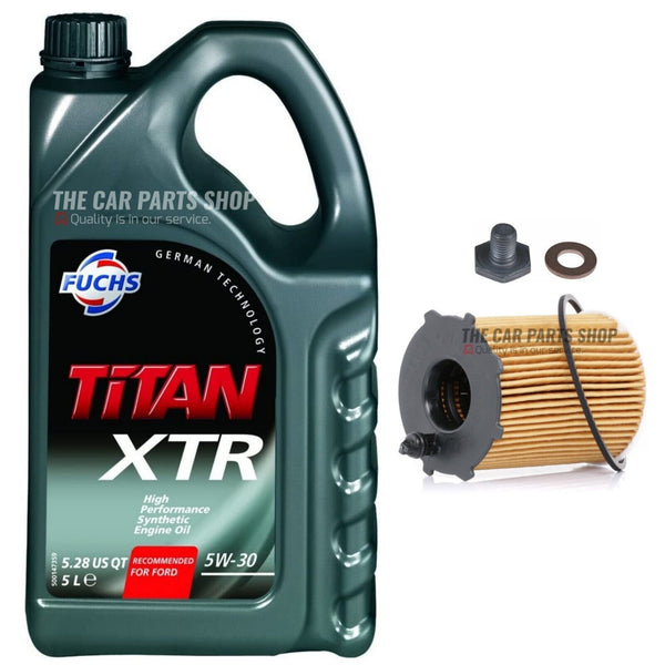 FOR FORD FOCUS 1.6 TDCI MK3 SERVICE KIT 5L FUCHS XTR 5W30 AND OIL FILTER PLUG