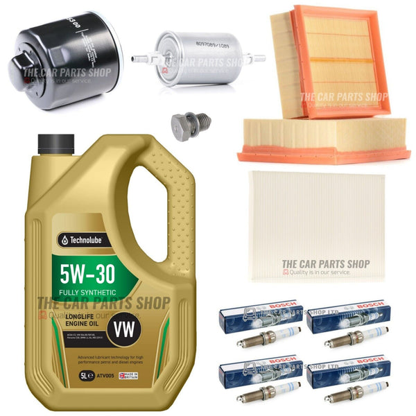 FOR VW POLO 1.0 PETROL 94-01 FULL SERVICE KIT 5L TECHNOLUBE & FULL KIT + PLUGS