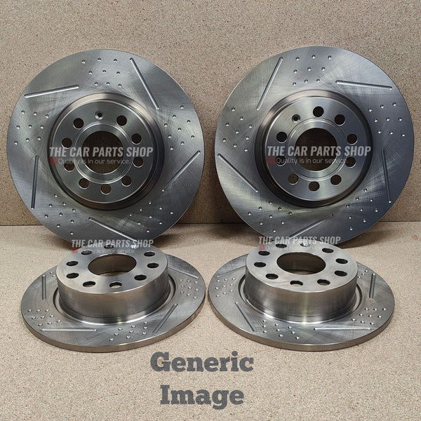 FRONT REAR DIMPLED SLOTTED BRAKE DISCS FOR PEUGEOT 407 2.0 PETROL 2004> NEW