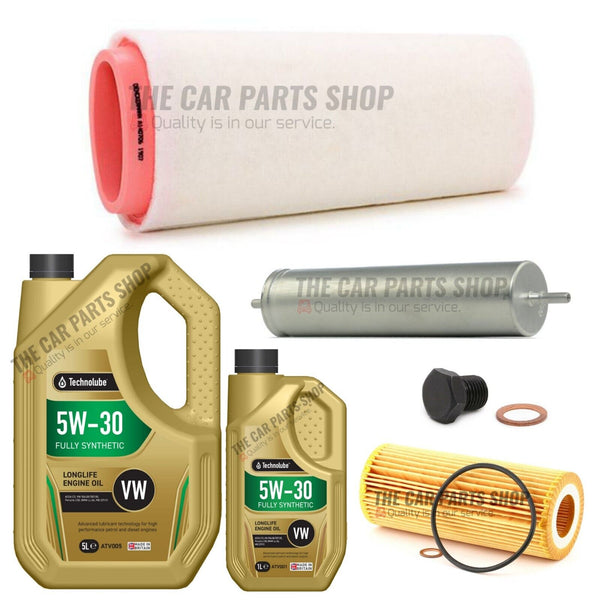 SERVICE KIT FOR BMW 520D E60 FUEL OIL AIR FILTER AND 6L TECHNOLUBE LONGLIFE OIL