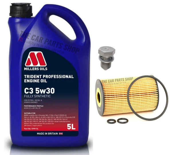 FOR VW TIGUAN 2.0 TDI BLUEMOTION MK1 5L MILLERS OIL CHANGE SERVICE KIT