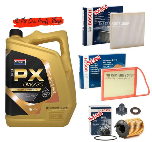 FOR MITSUBISHI ASX 1.6 DI-D BOSCH SERVICE KIT 5L 0W30 GRANVILLE & AIR OIL CABIN