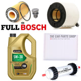 FULL BOSCH SERVICE KIT TO FIT AUDI A4 MK5 2.0 TDI (B9) 5L TECHNOLUBE 504 507 NEW