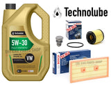 BOSCH SERVICE KIT FOR AUDI A3 1.6 FSI 5L TECHNOLUBE & BOSCH AIR OIL FILTER KIT