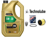 BOSCH SERVICE KIT FOR AUDI A3 1.6 FSI 5L TECHNOLUBE 5W30 & BOSCH FILTER & PLUG