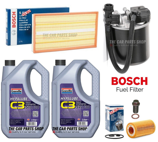 FOR MERCEDES VIANO W639 BOSCH SERVICE KIT 10L GRANVILLE 5W30 & AIR FUEL OIL KIT