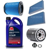 FOR HONDA CRV 2.0 PETROL SERVICE KIT  5L MILLERS C3 & AIR OIL CABIN FILTER PLUG