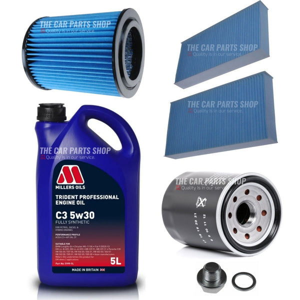 FOR HONDA CRV 2.0 PETROL SERVICE KIT  5L MILLERS C3 & AIR OIL CABIN FILTER PLUG