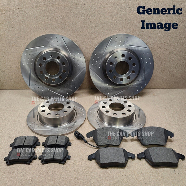 FOR BMW 330D XDRIVE F31 DIMPLED SLOTTED FRONT REAR DISCS & PADS & 2 NEW SENSORS