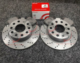 FOR VAUXHALL CORSA VXR MK3 2 X DRILLED REAR BRAKE DISCS 264MM & BREMBO PADS