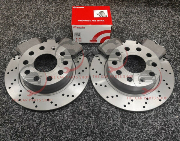 FOR VAUXHALL CORSA VXR MK3 2 X DRILLED REAR BRAKE DISCS 264MM & BREMBO PADS