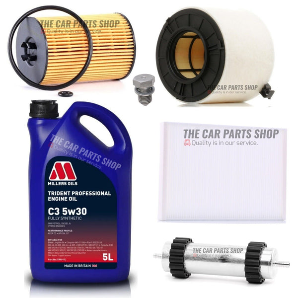 5L MILLERS & ALL FILTERS FULL SERVICE KIT FOR AUDI A4 MK5 2.0 TDI MK5