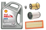 5L SHELL HX8 & AIR FUEL OIL FILTER SERVICE KIT FOR SEAT ALHAMBRA 2.0 TDI MK2