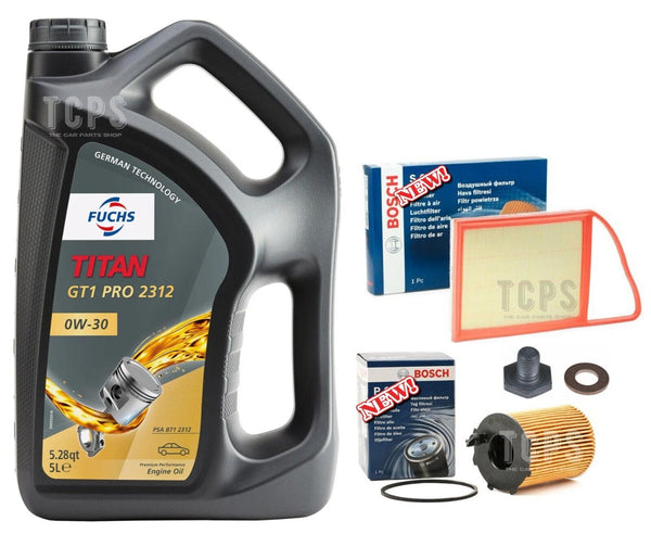 BOSCH SERVICE KIT FOR PEUGEOT 308 1.6 HDI DV6DTED 5L 0W30 & AIR OIL FILTER