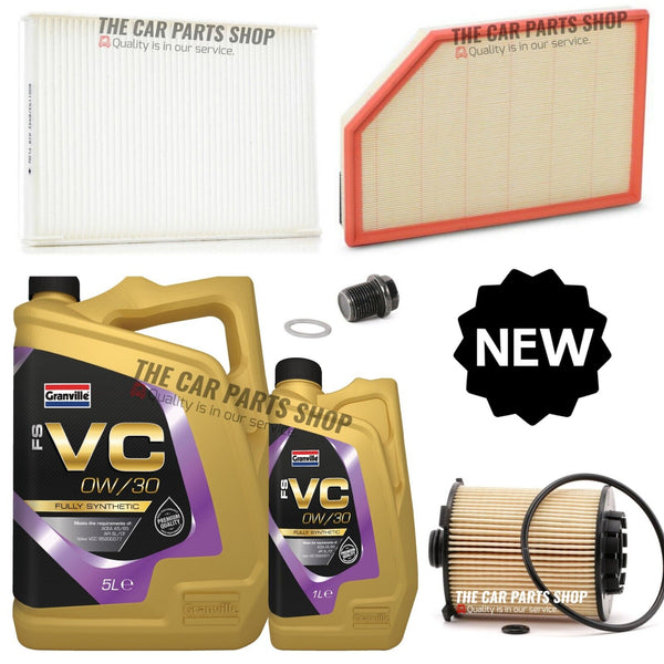 FOR VOLVO S80 D5 2.4 DIESEL 06-08 SERVICE KIT 6L GRANVILLE 0W30 & POLLEN AIR OIL