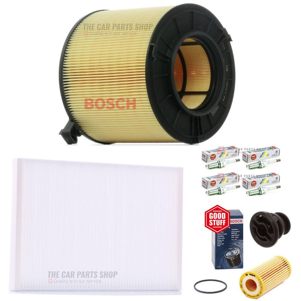 FOR AUDI A4 2.0 TFSI MK5 15-21 BOSCH SERVICE FILTER KIT WITH IRIDIUM NGK PLUGS 4