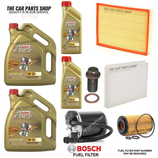 FOR MERCEDES SPRINTER SERVICE KIT 12L CASTROL EDGE & AIR OIL CABIN + BOSCH FUEL