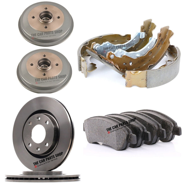 FOR CITROEN C3 PURETECH FEEL 1.2 FRONT BRAKE DISCS & PADS + REAR DRUMS & SHOES