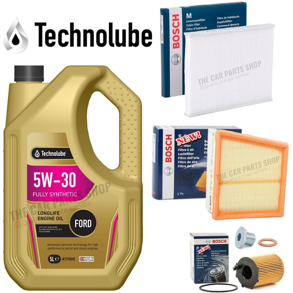 FOR FORD FIESTA 1.6 TDCI MK6 BOSCH SERVICE KIT 5L OIL & AIR OIL CABIN BOSCH KIT