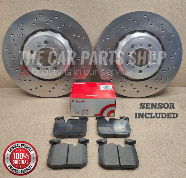 FITS BMW M4 COUPE F82 2 X FRONT BRAKE DISCS 380MM & BREMBO PADS AND WEAR SENSOR