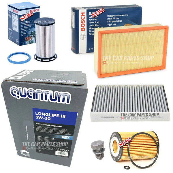 FOR VW GOLF TDI 2.0 MK7 BOSCH SERVICE KIT WITH 5L OEM QUANTUM 5W30 504-507