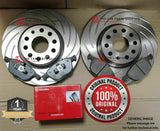 FOR SKODA OCTAVIA VRS TSI MK3 310MM GROOVED REAR BRAKE DISCS AND BREMBO PADS