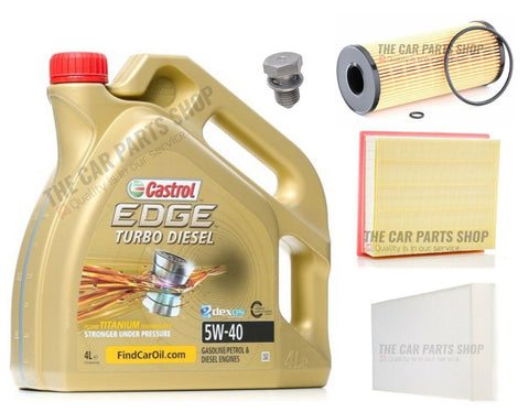 4L CASTROL 5W40 SERVICE KIT FOR VW PASSAT 1.9 TDI MK4 96-05 AIR OIL CABIN PACK