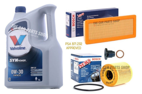 FITS PEUGEOT 3008 1.6 PETROL BOSCH SERVICE KIT 5L 0W30 ENV VALVOLINE & AIR OIL