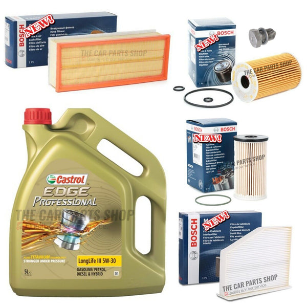 FITS VW TOURAN 1.6 TDI 2010-2015 FULL BOSCH SERVICE KIT + 5L CASTROL EDGE 5W30