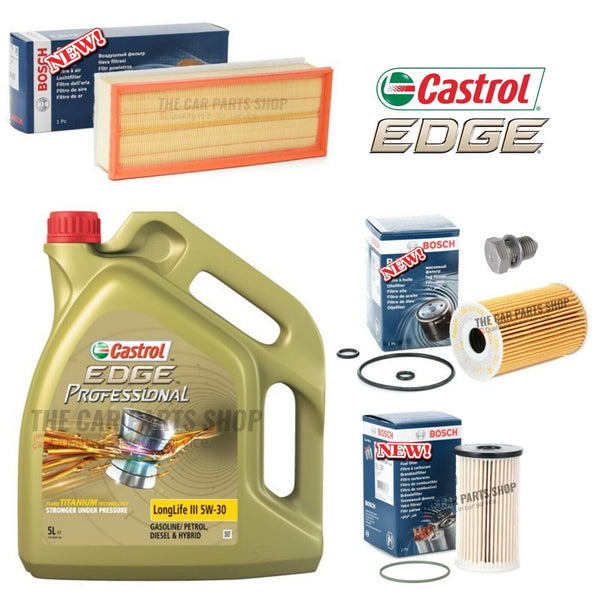 5L CASTROL AIR OIL FUEL BOSCH FITS VW TOURAN 1.6 TDI 2010-2015 BOSCH SERVICE KIT