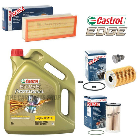 5L CASTROL AIR OIL FUEL BOSCH FITS VW TOURAN 1.6 TDI 2010-2015 BOSCH SERVICE KIT