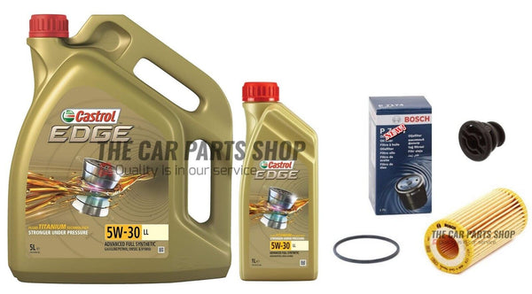 FOR AUDI S3 8V 12-20 BOSCH SERVICE KIT OIL FILTER AND CASTROL EDGE 6L
