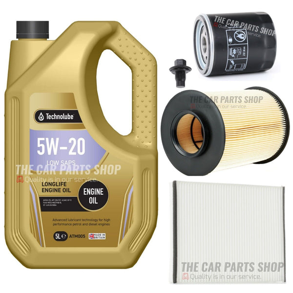 FOR FORD FOCUS ZETEC 1.0 1.5 PETROL SERVICE KIT 5L 5W20 & AIR OIL CABIN