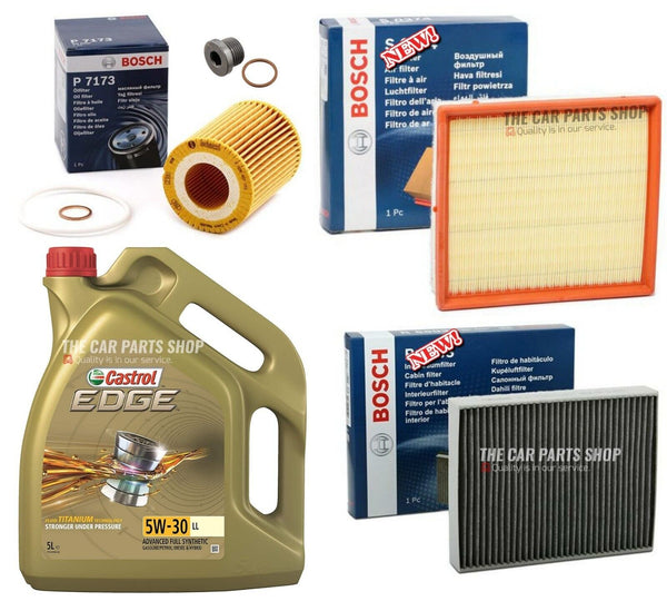 FOR BMW 1 SERIES 116i F20 BOSCH SERVICE KIT 5L CASTROL EDGE + AIR OIL CABIN