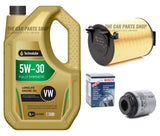 5L 5W30 & AIR OIL FILTER BOSCH SERVICE KIT FOR AUDI A3 1.2 TFSI SPORT 2008-2013