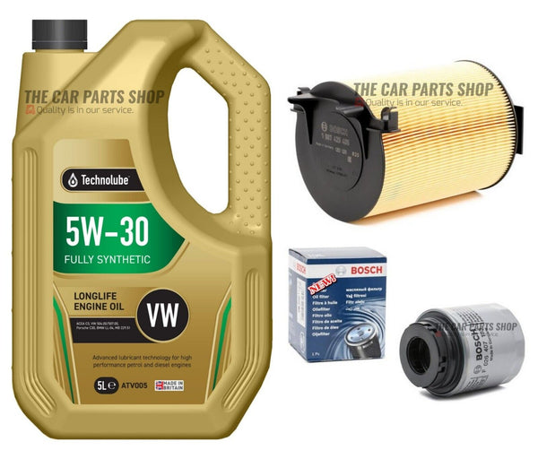 5L 5W30 & AIR OIL FILTER BOSCH SERVICE KIT FOR AUDI A3 1.2 TFSI SPORT 2008-2013