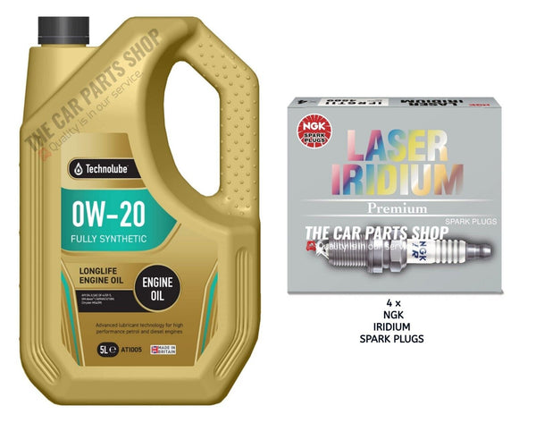 5L ENGINE OIL 0W20 & 4 IRIDIUM PLUG SERVICE KIT FOR HONDA JAZZ 1.4 I-VTEC MK3