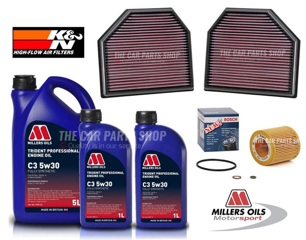 FOR BMW M3 F80 FULL BOSCH SERVICE KIT BOSCH OIL FILTER + K&N FILTER & MILLERS 7L