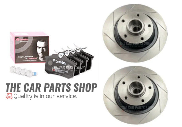 FITS RENAULT MEGANE 2.0 SLOTTED REAR BRAKE DISCS 290MM & BREMBO BRAKE PADS SET