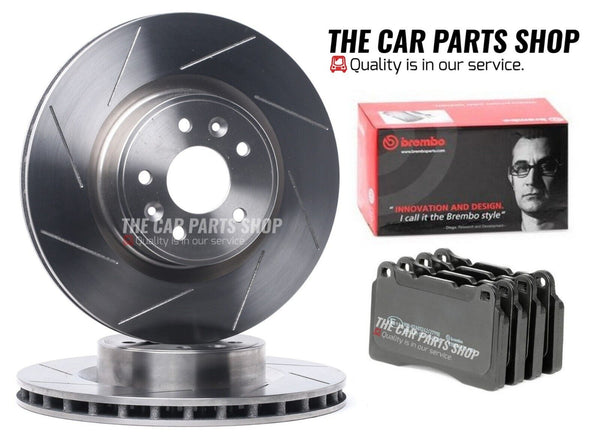 FOR RENAULT MEGANE 2.0 SLOTTED FRONT BRAKE DISCS 340MM& BREMBO FRONT PADS SET
