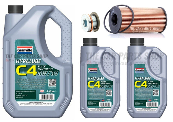 7L C4 5W30 OIL CHANGE SERVICE KIT FOR RENAULT MEGANE GT LINE 2.0 DCI