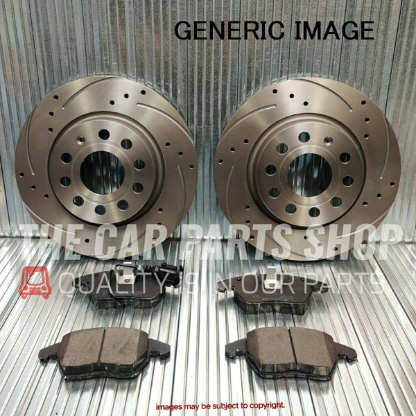 FOR JAGUAR XF 2.7 TD 08-14 DRILLED AND GROOVED REAR BRAKE DISCS 326MM & PADS