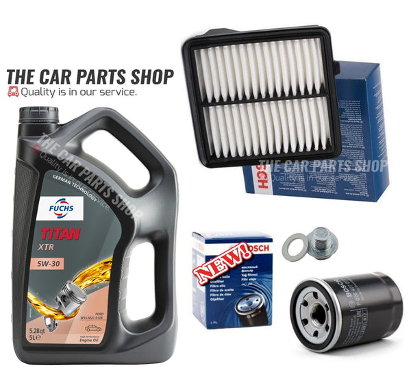 5L FUCHS, AIR OIL BOSCH SERVICE KIT TO FIT HONDA JAZZ 1.3 I-VTEC MK3 PETROL