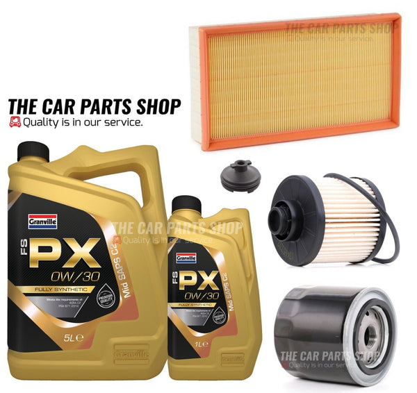SERVICE KIT FOR PEUGEOT EXPERT 2.0 HDI SMALL VAN 6L 0W30 AND 3 FILTERS SUMP PLUG