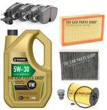 FOR AUDI A3 2.0 SPORTBACK SLINE SERVICE KIT 5L OIL & AIR OIL POLLEN & FRONT PADS