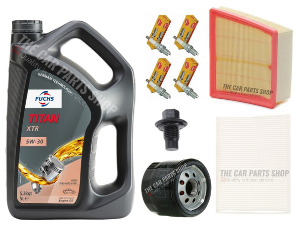FULL SERVICE KIT FOR FORD FIESTA 1.2 PETROL WITH 5L FUCHS XTR 5W30 & NGK PLUGS
