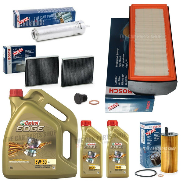 FOR BMW 330D 3.0 M-SPORT F30 FULL BOSCH SERVICE KIT WITH 7L CASTROL EDGE 5W30