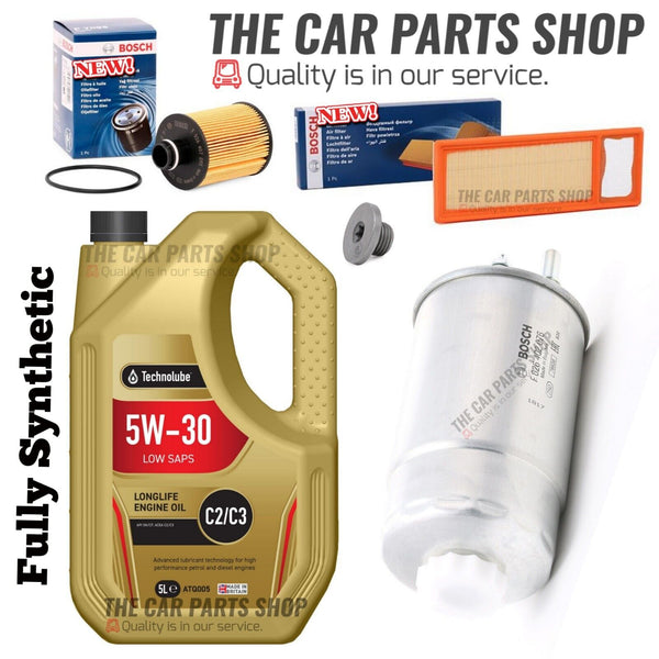 FOR FIAT DOBLO 1.3 JTD MULTIJET MK2 BOSCH SERVICE KIT BOSCH FUEL OIL AIR 5L 5W30